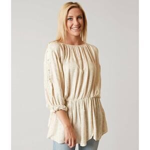 NEW Free People $168 Little Shine Tunic Size Small Top Long Sleeve Blouse Sequin